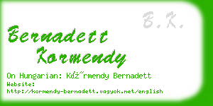 bernadett kormendy business card